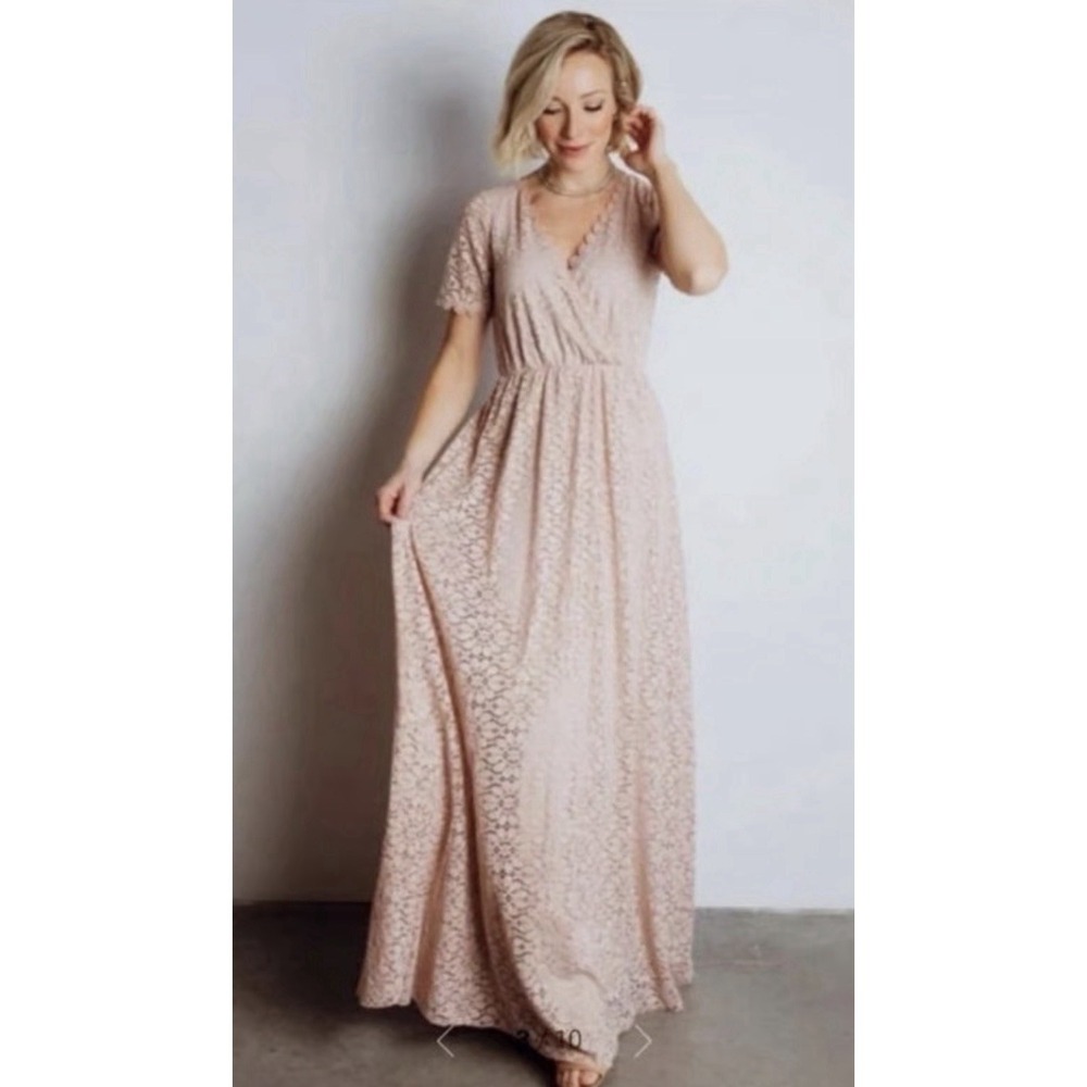 Baltic Born Blush Pink Lace Maxi Dress